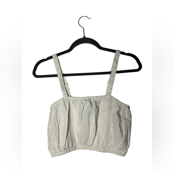 Forever 21 Women’s White Linen-Blend Cropped Tank Top Medium - Picture 1 of 5